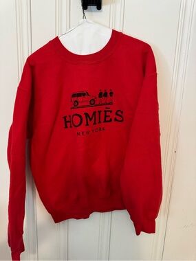 Reason Red Pullover Sweatshirt with Black Print